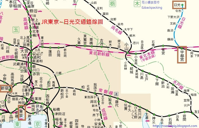 JR東京前往宇都宮路線圖